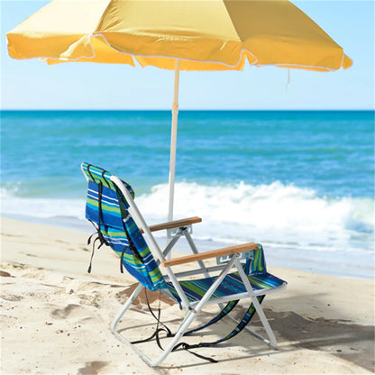 2PCS/SET Folding Beach Chair for Adults, 4 Position Portable Backpack Foldable Camping Chair with Headrest Cup Holder
